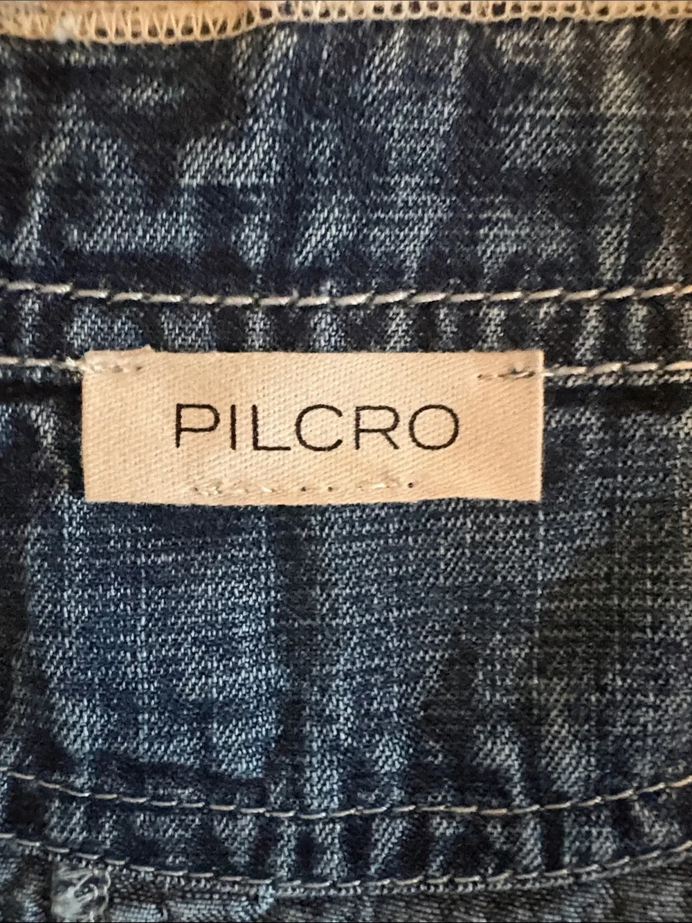 Pilcro Denim-Look Puff Sleeve Top - Blue
